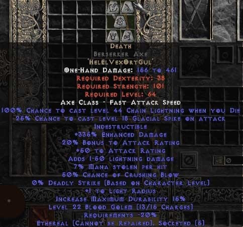 Bild 1 von Death Eth Berserker Axe 385-399ED Softcore Resurrected Ladder