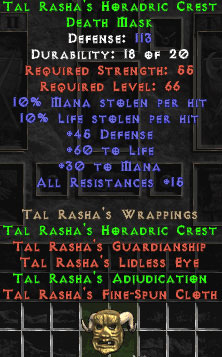 Bild 1 von Set Tal Rashas Horadric Crest 131 DEF Hardcore Resurrected Ladder